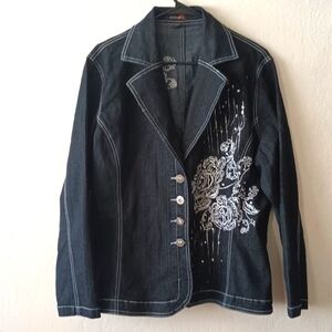 Ashley Stewart Size 14 Denim Collared Jacket